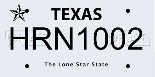HRN1002 Texas License Plate