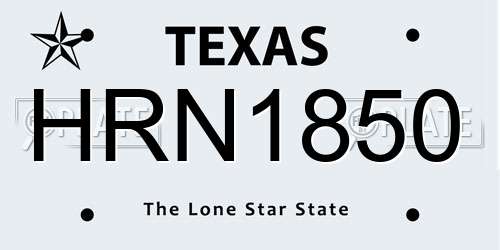 HRN1850 Texas License Plate
