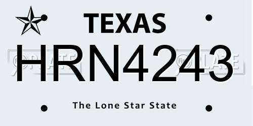 HRN4243 Texas License Plate