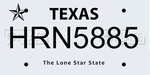 HRN5885 Texas License Plate