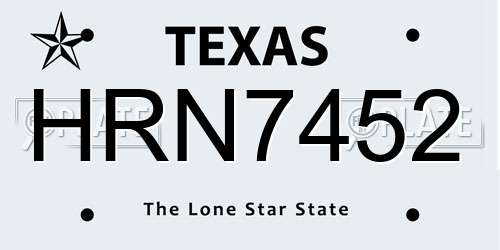 HRN7452 Texas License Plate