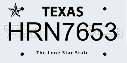 HRN7653 Texas License Plate