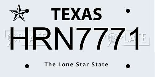 HRN7771 Texas License Plate