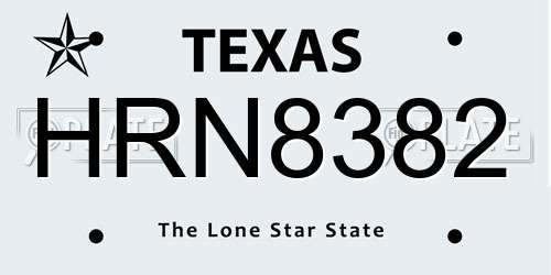 HRN8382 Texas License Plate