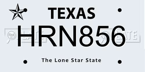 HRN856 Texas License Plate
