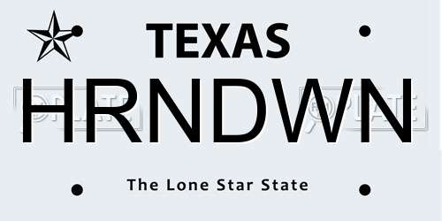 HRNDWN Texas License Plate