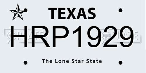 HRP1929 Texas License Plate