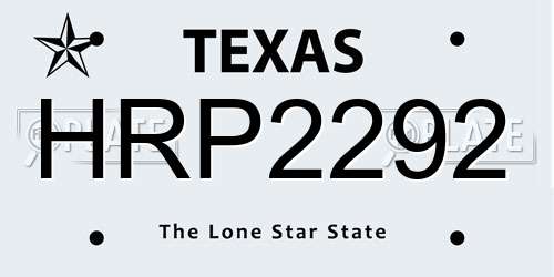 HRP2292 Texas License Plate