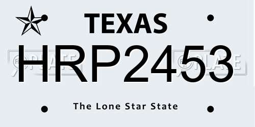 HRP2453 Texas License Plate
