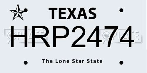 HRP2474 Texas License Plate