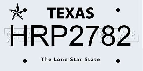 HRP2782 Texas License Plate