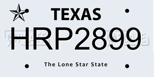 HRP2899 Texas License Plate