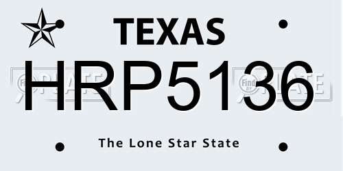 HRP5136 Texas License Plate
