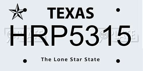 HRP5315 Texas License Plate