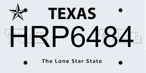 HRP6484 Texas License Plate