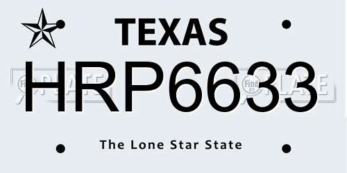 HRP6633 Texas License Plate