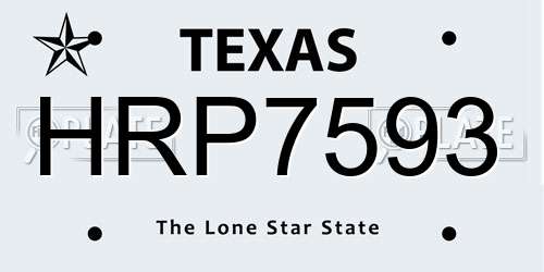 HRP7593 Texas License Plate