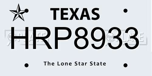 HRP8933 Texas License Plate