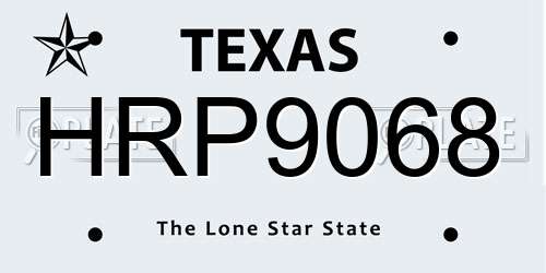 HRP9068 Texas License Plate