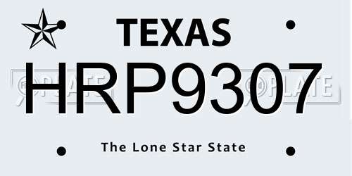 HRP9307 Texas License Plate