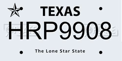 HRP9908 Texas License Plate
