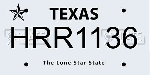 HRR1136 Texas License Plate