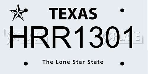 HRR1301 Texas License Plate