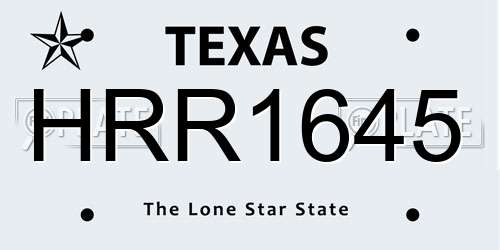 HRR1645 Texas License Plate