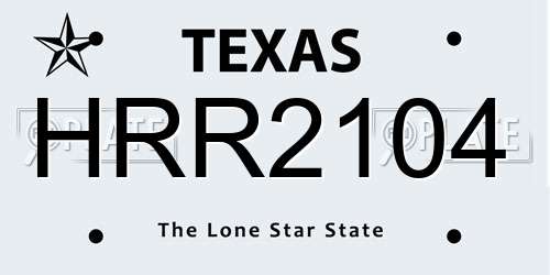 HRR2104 Texas License Plate