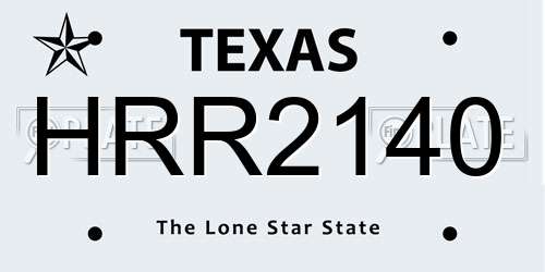 HRR2140 Texas License Plate