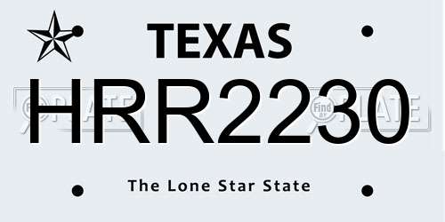 HRR2230 Texas License Plate