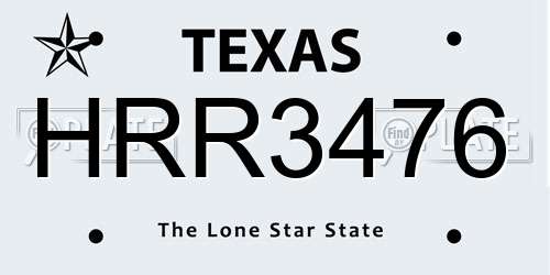 HRR3476 Texas License Plate
