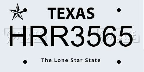 HRR3565 Texas License Plate