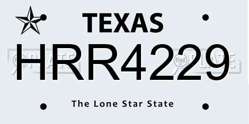 HRR4229 Texas License Plate