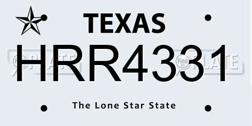 HRR4331 Texas License Plate