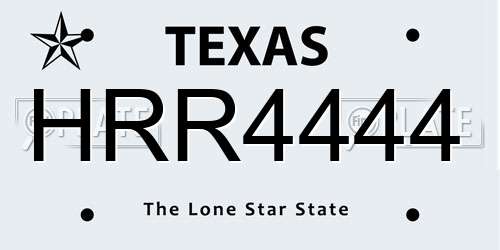 HRR4444 Texas License Plate