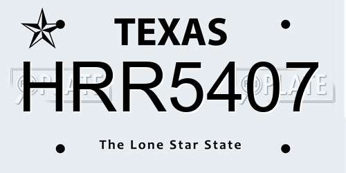 HRR5407 Texas License Plate