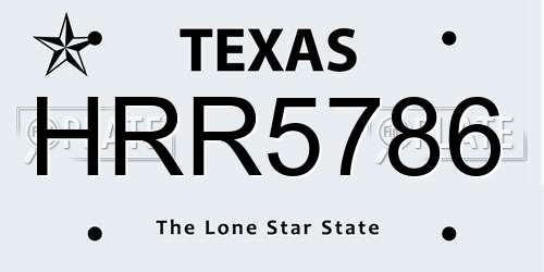 HRR5786 Texas License Plate