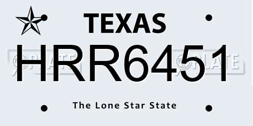 HRR6451 Texas License Plate