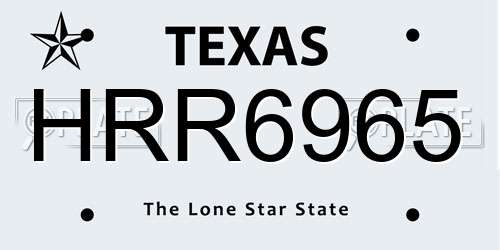 HRR6965 Texas License Plate