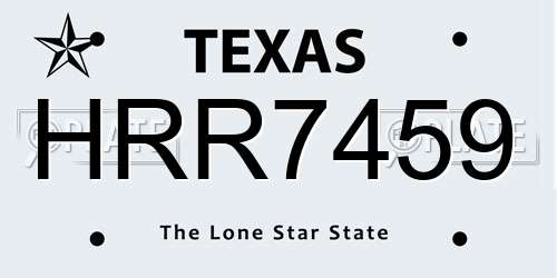 HRR7459 Texas License Plate