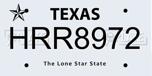HRR8972 Texas License Plate