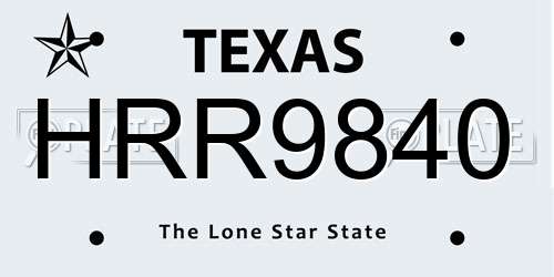 HRR9840 Texas License Plate