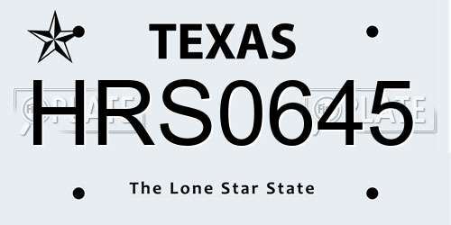 HRS0645 Texas License Plate