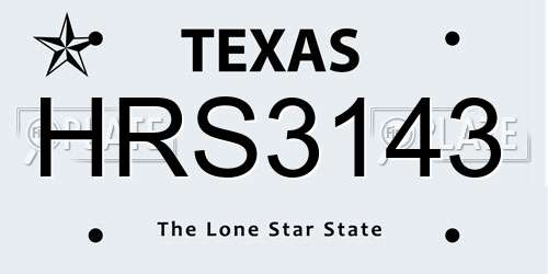 HRS3143 Texas License Plate