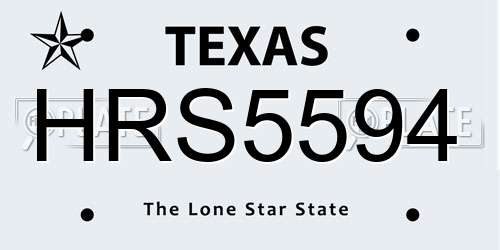 HRS5594 Texas License Plate
