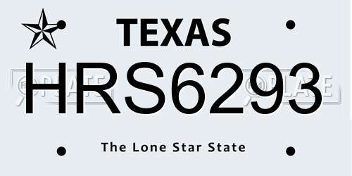 HRS6293 Texas License Plate