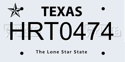 HRT0474 Texas License Plate