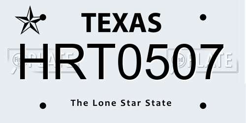 HRT0507 Texas License Plate