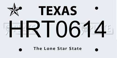 HRT0614 Texas License Plate